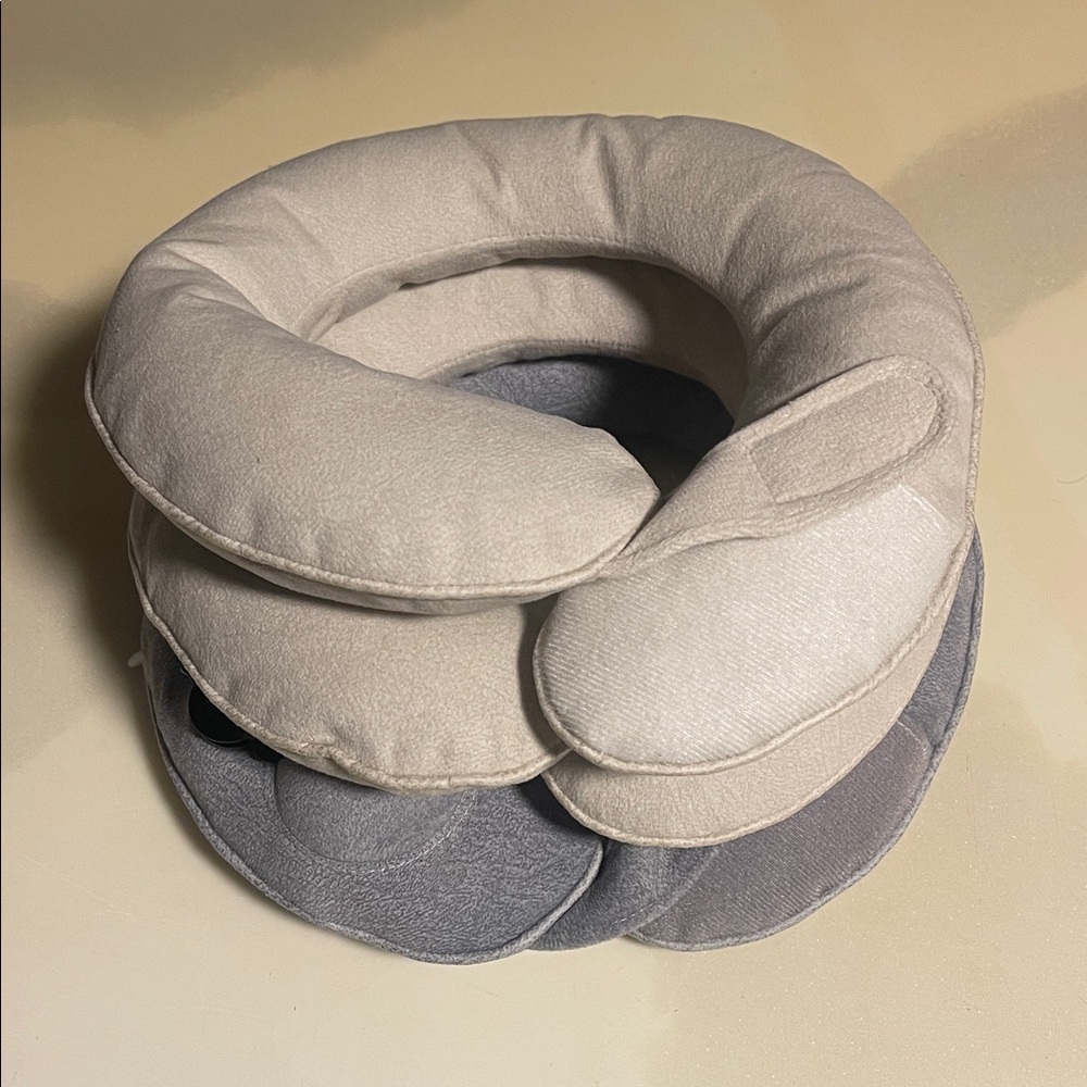 Comfortable Neck Pillow in Cream and Gray